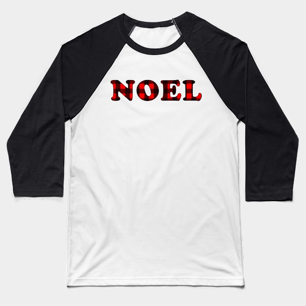 'Noel' Phrase in Buffalo Plaid Baseball T-Shirt by bumblefuzzies